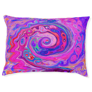 Retro Purple and Orange Abstract Groovy Swirl Pet Bed