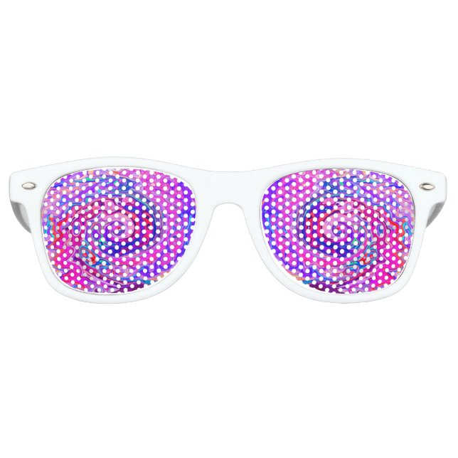 Retro Purple and Orange Abstract Groovy Swirl Retro Sunglasses (Front)