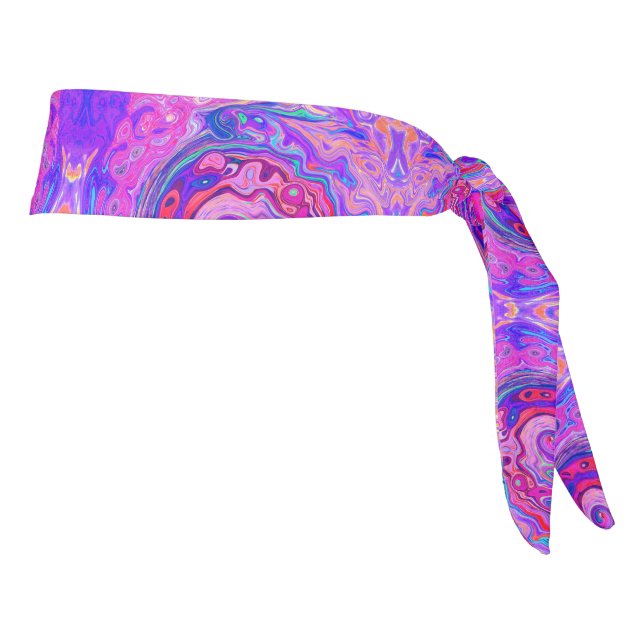 Retro Purple and Orange Abstract Groovy Swirl Tie Headband (Rotate 90)