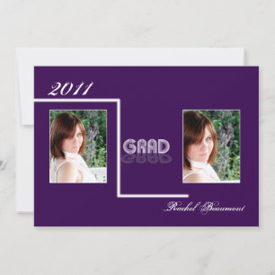 Retro Purple and White Graduation Announcement