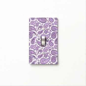Retro Purple And White Paisley Pattern Light Switch Cover by DuchessOfWeedlawn at Zazzle