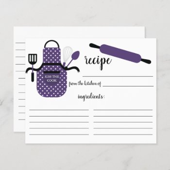 Retro Purple Apron Kitchen Tools Recipe Card by celebrateitinvites at Zazzle