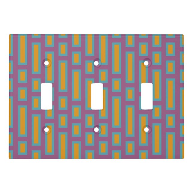 Retro Purple Blue And Gold Lightswitch Light Switch Cover (Front)