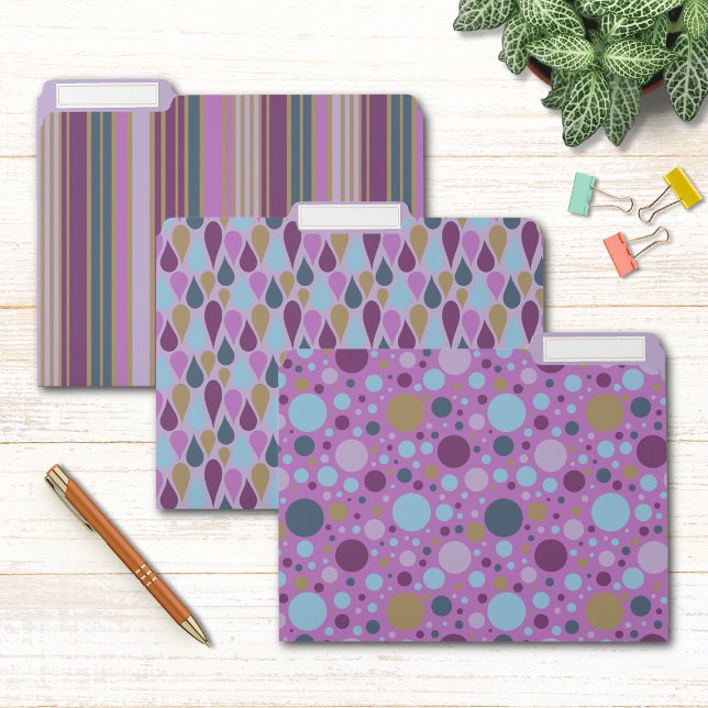 Retro Purple Blue Gold Geometric Patterns File Folder (Creator Uploaded)