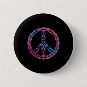 Retro Purple Boho Yoga Ornate Mandala Peace Sign H Button
