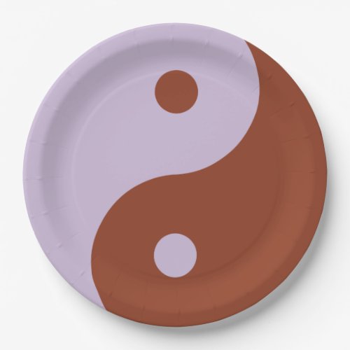 Retro Purple Brown Yin Yang Paper Plates