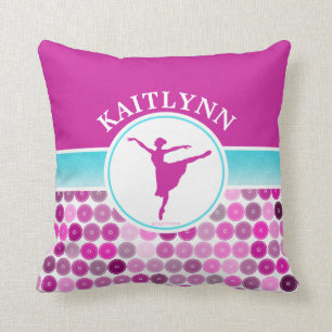 Retro Purple Circles Ballet Dancer by Golly Girls Throw Pillow