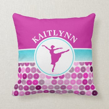 Retro Purple Circles Ballet Dancer By Golly Girls Throw Pillow by GollyGirls at Zazzle