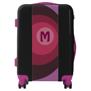 Retro Purple Circles Monogram Luggage