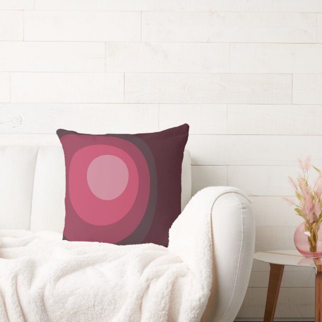 Retro Purple Circles Throw Pillow (Couch)