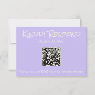 Retro Purple Colorful Pastel QR Code Wedding RSVP Card