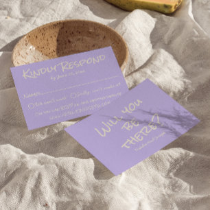 Retro Purple Colorful Pastel Whimsical Wedding RSVP Card