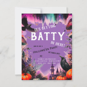 Retro Purple Crow Hallowe'en Party Postcard