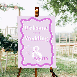 Retro purple curve squiggle wavy welcome foam board