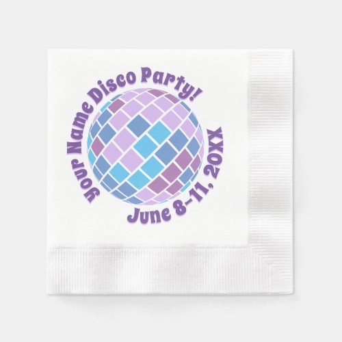 Retro Purple Disco Ball PERSONALIZED Napkins