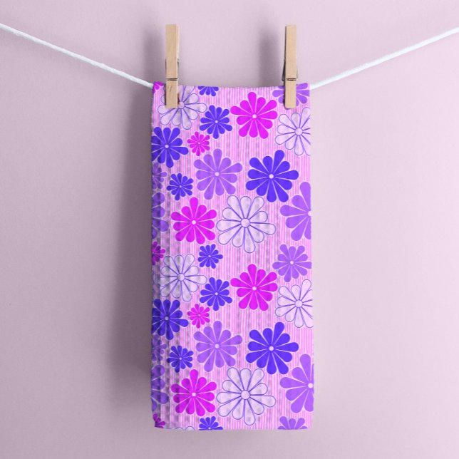 Retro Purple Flowers Kitchen Towel (Creator Uploaded)