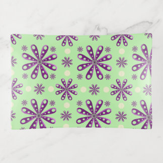 Retro Purple Flowers on Green Background Trinket Tray