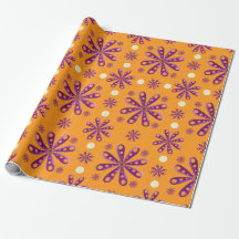 Retro Purple Flowers on Orange Background