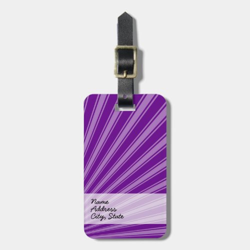 Retro Purple Funky Sun Rays Background Luggage Tag