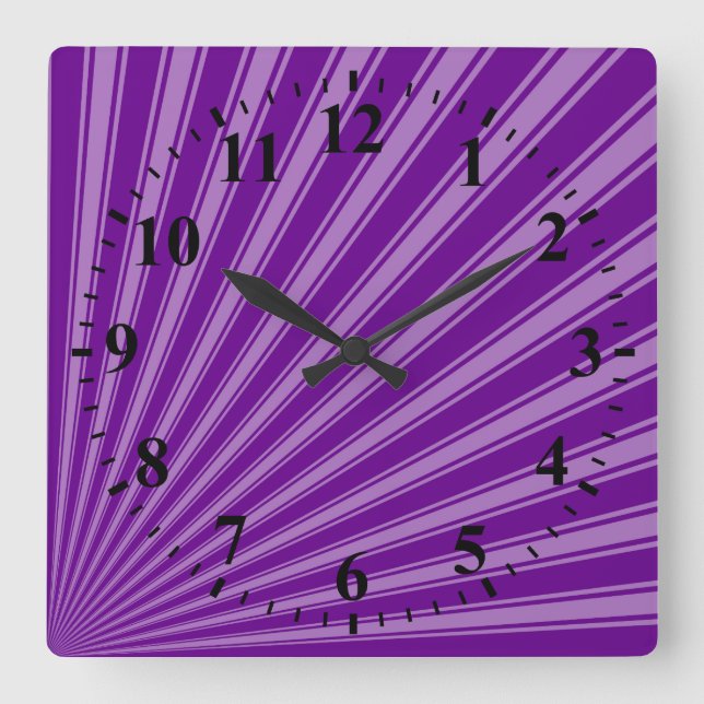Retro Purple Funky Sun Rays Background Square Wall Clock (Front)