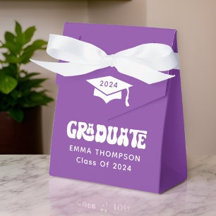 Retro Purple Graduate Class Of 2024 Favor Boxes