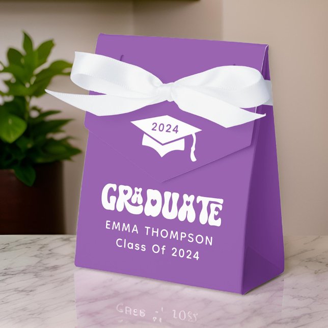 Retro Purple Graduate Class Of 2024 Favor Boxes (Creator Uploaded)