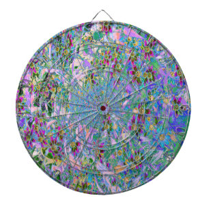 Retro Purple, Green and Blue Wildflowers on Pink Dart Board