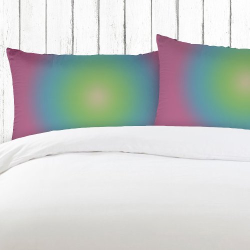 Retro Purple Green Blue Ombre Gradient Aura Pillow Case