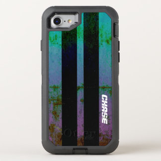 Retro Purple Green Muscle Car Stripes With Name OtterBox Defender iPhone SE/8/7 Case