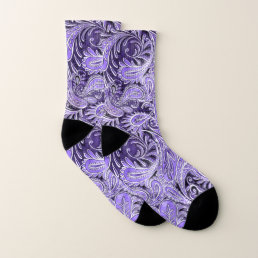 Retro Purple Lavender Paisley Pattern Socks