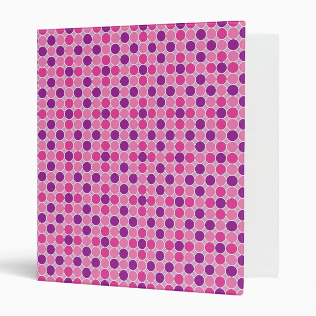 Retro Purple Lilac Dots Geometric Pattern 3 Ring Binder (Front/Inside)