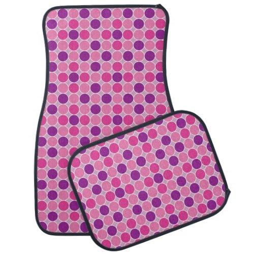 Retro Purple Lilac Dots Geometric Pattern Car Floor Mat