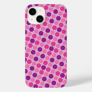 Retro Purple Lilac Dots Geometric Pattern Case-Mate iPhone 14 Case