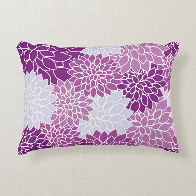 Retro Purple Lilac Gray Dahlia Decorative Pillow (Front)