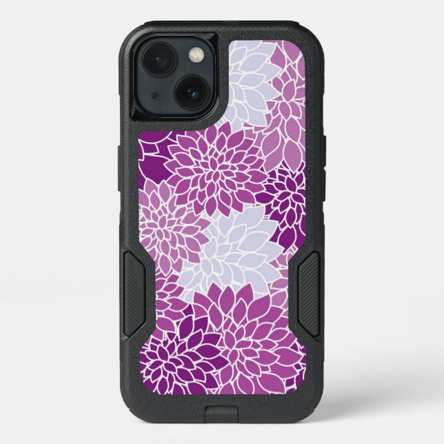 Retro Purple Lilac Gray Dahlia Otterbox iPhone Case (Back)