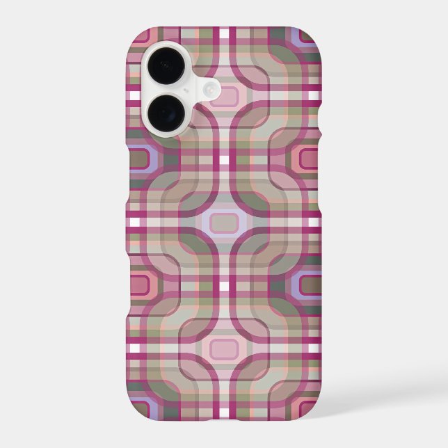 Retro Purple Mod Groovy Artistic Checks Pattern Case-Mate iPhone Case (Back)