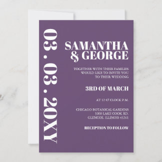 Retro Purple Modern Wedding Invitation