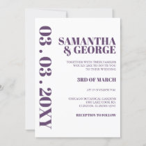 Retro Purple Modern Wedding  Invitation
