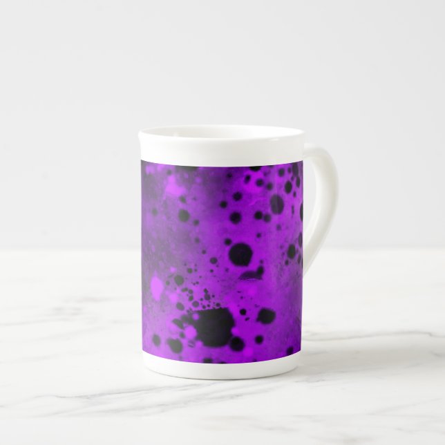 Retro Purple Paint Splatter  Bone China Mug (Front Right)