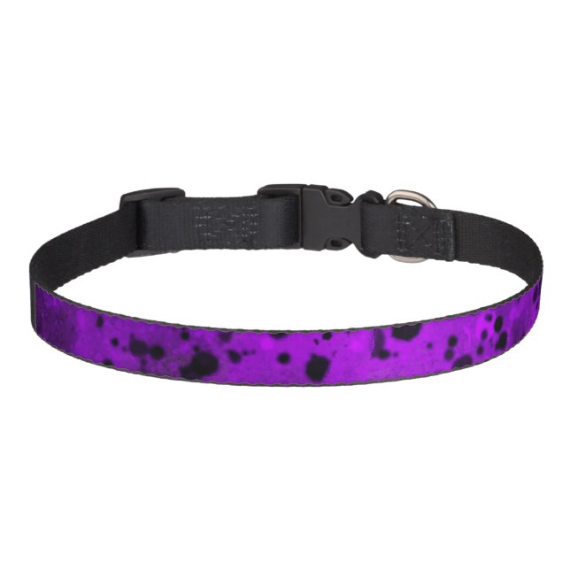 Retro Purple Paint Splatter  Pet Collar (Front)