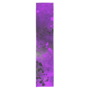 Retro Purple Paint Splatter Short Table Runner
