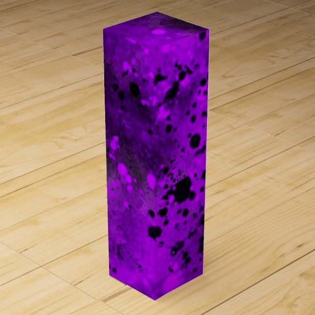 Retro Purple Paint Splatter  Wine Box (Front)