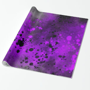 Retro  Purple paint splatter  Wrapping Paper