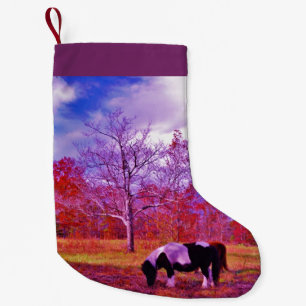 Retro Purple pony Christmas Horse Small Christmas Stocking