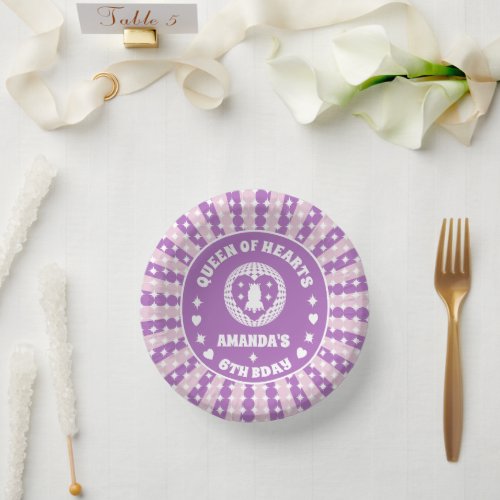 Retro Purple Queen Of Hearts Birthday Paper Bowls