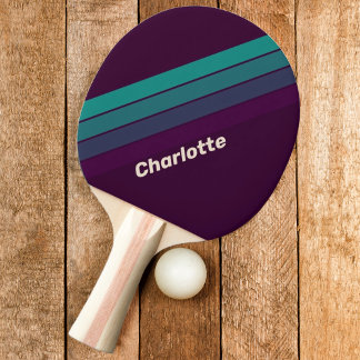 Retro Purple Rainbow with Name Ping Pong Paddle