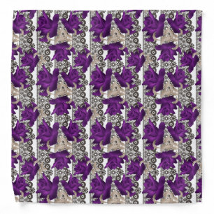 Retro, purple roses bandana