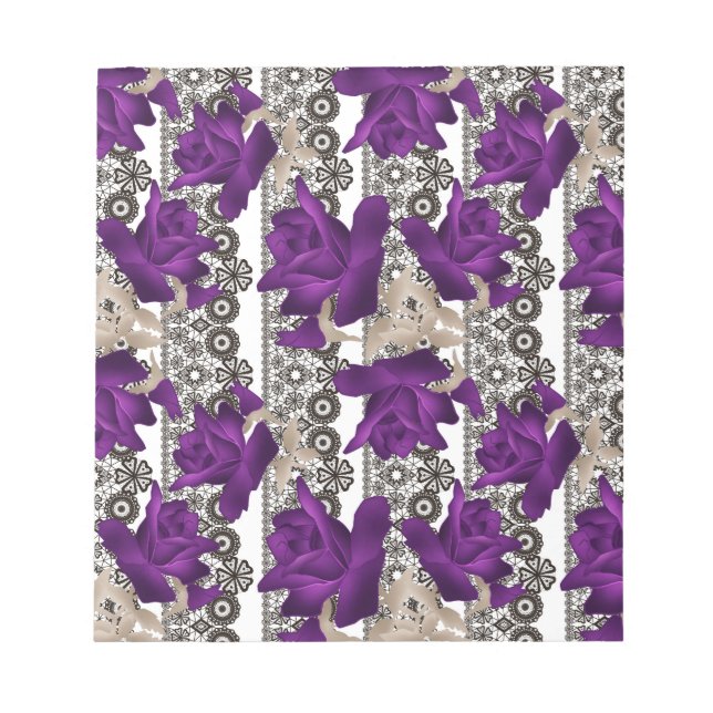 Retro, purple roses notepad (Front)