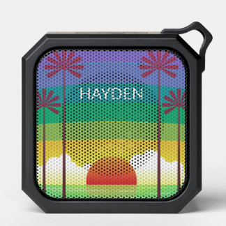Retro Purple Sunset Palm Trees Art Personalised Bluetooth Speaker