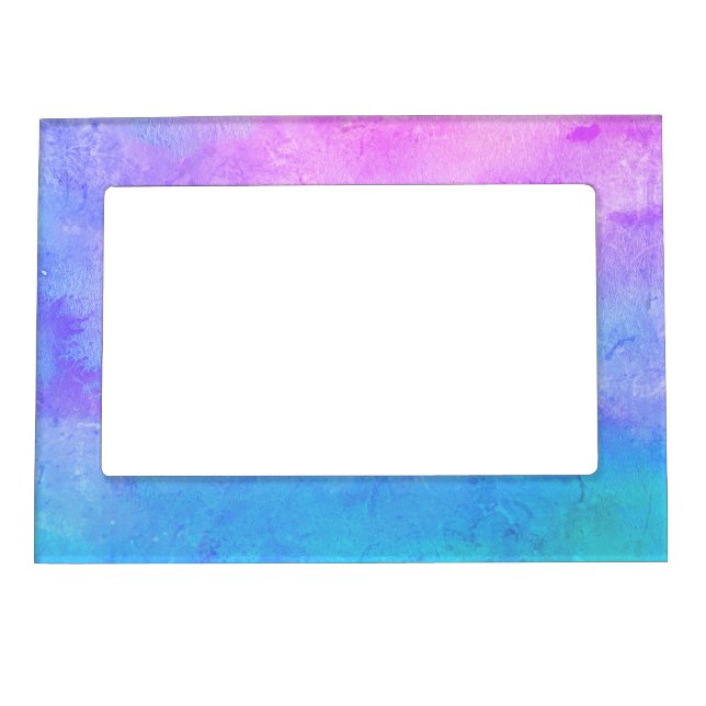 Retro Purple Turquoise Blue and Pink Tie Dye Magnetic Frame (Front)